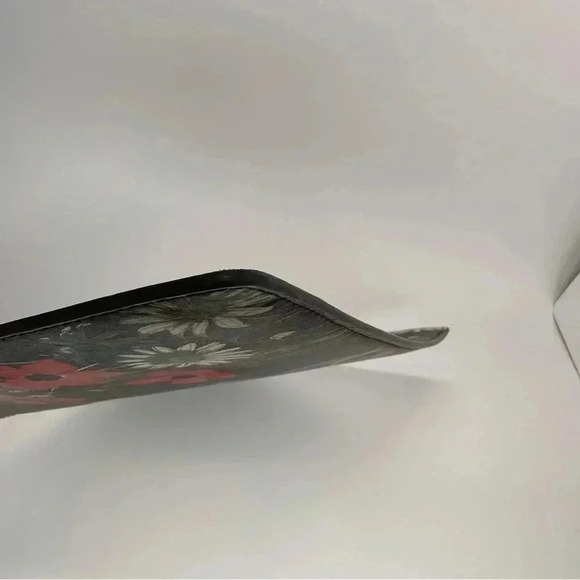 Alice + Olivia Black Floral Leather Wristlet Clutch - Picture 6 of 10